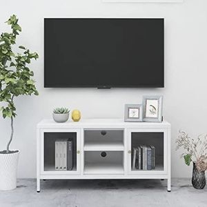 SMTSEC TV Kast Wit 105x35x52 cm Staal en Glas