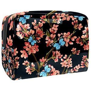 Make-up tas PVC toilettas met ritssluiting waterdichte cosmetische tas met Japanse bloem lente voor vrouwen en meisjes