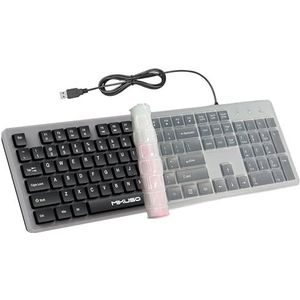 Bedraad toetsenbord met stoffolie - USB-interface geschikt voor pc-computers en laptops, lasergegraveerde tekens vervagen niet, volledige grootte 104 toetsenborden, plug and play, geschikt voor