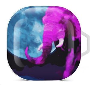 Roze Olifant Oordopjes Hoesje Compatibel met Samsung Hard Shell Beschermhoes Wit-Stijl