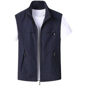 JosuE Heren Full-Zip Lichtgewicht Softshell Vest Sneldrogend Outdoor Wandelen Casual Multi Pocket Vissen Vesten Mouwloze Jas, Blauw,4XL