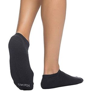 Hanes Heren FreshIQ No Show Wit met grijze hiel en teen sok, Zwart, 6-12