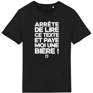 T-shirt Paye Moi Un Bier, voor heren, bedrukt in Frankrijk, 100% biologisch katoen, verjaardagscadeau, Apéro Humor, origineel grappig, Zwart, 3XL