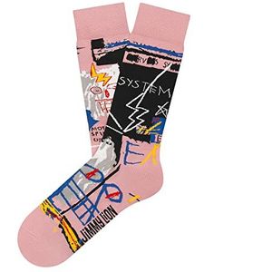 Jimmy Lion Basquiat Sokken met print van premium gekamd katoen maat 36-40 | 41-46 | Half Top - Walk in Style!, Basquiat Six Fifty - Roze, Large