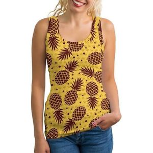 Bruine Ananas Lichtgewicht Tank Top voor Vrouwen Mouwloze Workout Tops Yoga Racerback Running Shirts M