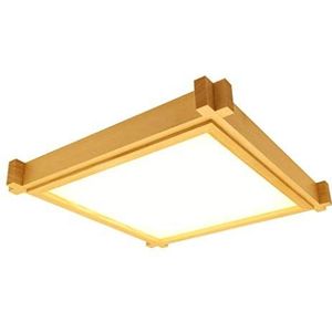 EEBRIKNQ Lamp plafondlamp van massief grenenhout Schots in Japanse stijl, dunne led-slaapkamerlamp, Koreaanse minimalistische plafondlamp (48 x 48 x 7 cm)