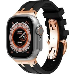 INSTR Rubberen Band Voor Apple Horloge Ultra 2 49mm Serie 9 8 7 45mm Zachte Sport Band Voor iWatch 6 5 4 SE 44mm 42mm Siliconen Armband(Color:Black rosegold,Size:For 38mm 40mm 41mm)