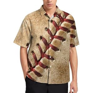 Vintage honkbalsteken zomer herenoverhemden casual korte mouwen button down blouse strand top met zak XS