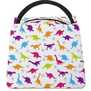 Kleurrijke Regenboog Dinosaurus Grappige Lunch Tas Geïsoleerde Lunchbox Lekvrije Koeltas Tote Handtas Gift voor Vrouwen Moeder Mannen