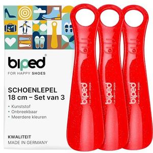 biped 3-delige set schoenlepels kunststof 18 cm – Mini reis schoenlepels ergonomisch gevormd – Handig hulpmiddel voor kinderen en volwassenen z1570(rood)