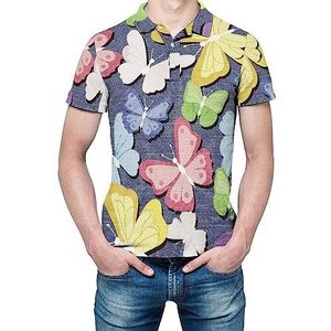 Vlinders patroon op stof heren shirt met korte mouwen golfshirts normale pasvorm tennis T-shirt casual zakelijke tops