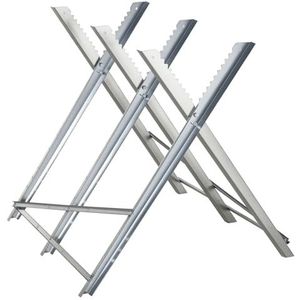 DURHAND Draagbare Sawhorse Heavy Duty Staal Verstelbare Werkondersteuning, Opvouwbare Sawhorse Stand 100 kg Gewichtscapaciteit, Zilverkleurig
