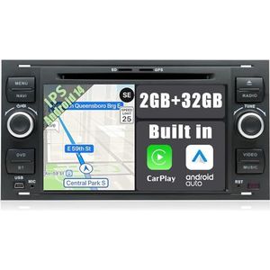 YUNTX Android 12 autoradio voor Ford Transit/Focus/Festa/Fusion/Kuga- [Ingebouwde draadloze CarPlay/Android auto/GPS] -Gratis camera-Mirror Link/Bluetooth 5.0/WiFi/USB/4G/SWC