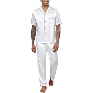 Heren Satijnen Pyjama Heren Korte Top Met Knoopsluiting En Pyjamabroek Tweedelige Nachtkleding Huispak Nachtkleding Loungewear
