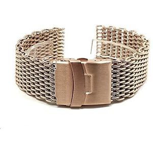 LQXHZ 4.0 Mm Dikte Unieke Stijlvolle Ruwe Haai Mesh Band Roestvrij Stalen Horlogeband Metalen Armband 18 20 22 24 26 Mm(Rose Gold,24mm)