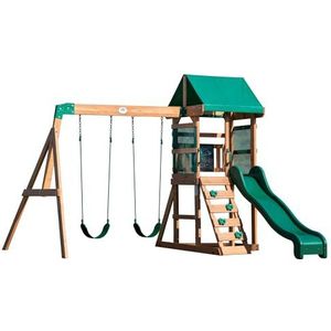 Backyard Discovery Buckley Hill speeltoestel / speeltoren compleet | Inc. schommels / glijbaan / zandbak / klimladder | Speelhuis op palen van hout voor buiten in de tuin