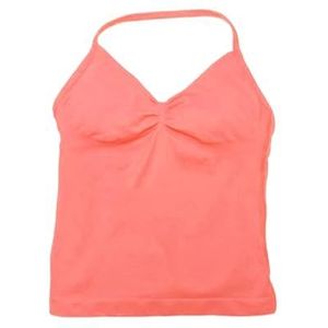 Longline yoga- en fitness-top met bandjes voor dames met mooie open rug, ingebouwde beha en haltermodel, geschikt voor hardlopen en workouts, M
