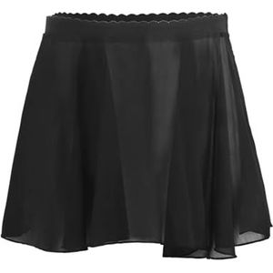 UBOHUZ Volwassen danspraktijk rok ballet korte chiffon elastische taille voor vrouwen voor vrouwen, Zwart, S