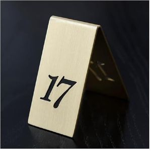 Tabelnummers, Tafelnummers, 1 stuk tafelnummers bureaubordjes hol dubbelzijdig stapelbaar rood koper en roestvrij staal 6,5 x, 4 cm(17)