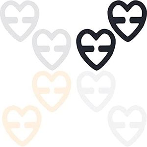 BH-riemclip, dames beha, dragerhouder, onzichtbare beha, drager, clipset voor dames en vrouwen (transparant, teint, wit, zwart), 8 stuks hartvorm
