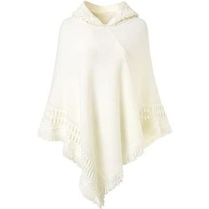 Ferand Dames gehaakte poncho met franje - veelzijdige cape sjaal wrap poncho trui voor dames, Kleur: wit