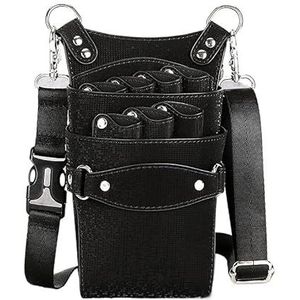 Kapperstas voor uitrusting PU-lederen haarschaar Heuptasje Haarstylist Schoudertas Kappersset Huisdierverzorgingstas Kapperstas(Black)