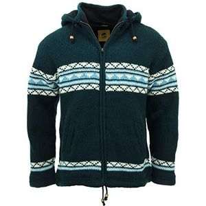 LOUDelephant - Fairisle - Handgebreide Wollen Jas - Navy - Met Capuchon