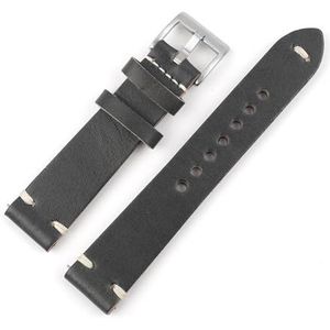 Jeniko 20 Mm Lederen Horlogeband Vervangende Band Zilveren Gesp For Heren Dames Horlogeaccessoires Verschillende Stijl (Color : Dark gray, Size : 20mm)