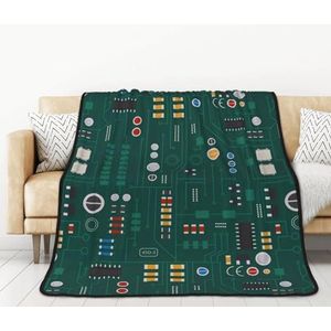 BEEOFICEPENG Deken, 152 x 203 cm dubbelzijdige deken, reisdeken, zachte deken voor slaapbank, elektronisch circuit met diodes