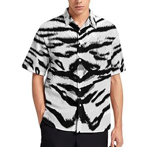 Wit tijgerpatroon Hawaiiaans shirt voor mannen zomer strand casual korte mouw button down shirts met zak