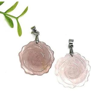 25mm Rose Flower Hanger Natuurlijke Genezing Kristalsteen Kettingen Kralen Voor Energie Amulet Sieraden Maken Accessoire DIY Geschenken-Rozenkwarts-10 Stuks