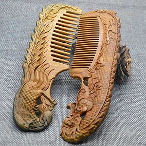 Xuanli 2 stks Natuurlijke SandalWood Kam Haarverzorging Anti Statische Houten Haar Massage Natuurlijke Borstel Baard Kam (M014)