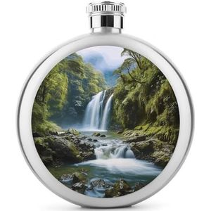 Rvs Flask, Waterval Landschap Schilderij Print Metalen Fles Klassieke Fles Pocket Fles Heupfles Reizen Fles Draagbare Drank Fles