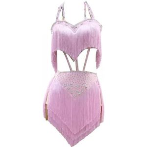 Jurken Voor Latijns Amerikaanse Danswedstrijden Met Kwastjes Hollow Cha Cha Optreden Kostuums Voor Dames Rugloze Salsa Tango Danskleding Glanzende Rok Voor Rumba Samba,A,L