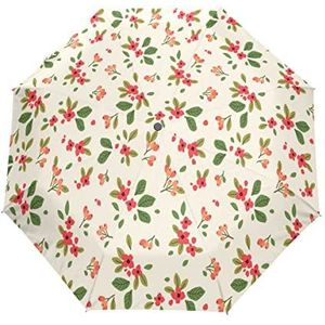 Floret Rode Bloem Bloemen Paraplu Winddicht Automatische Opvouwbare Paraplu Auto Open Sluiten voor Mannen Vrouwen Kinderen
