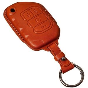 Autosleutel beschermhoes 4-knops Echt Lederen Afstandsbediening Autosleutelhanger Kettingring Beschermhoes Shell Beschermhoes Voor Wrangler 2018-2023 Sleutel Shell