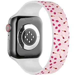 Solo Loop Band Compatibel met All Series Apple Watch 42/44/45/49mm (Lipstick Pink Rub Lips) Elastische Siliconen Band Strap Accessoire, Siliconen, Geen edelsteen