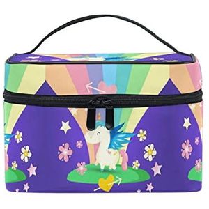 Schattig babygeschenk eenhoorn paard make-up tas voor vrouwen cosmetische tassen toilettas trein tas