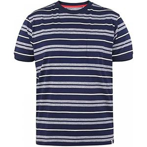 D555 Duke Mens Piccadilly grote en lange jacquard streep T-shirt - Navy, marineblauw, 5XL