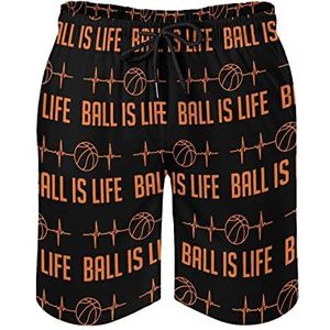 Ball Is Life Zwembroek voor heren, bedrukte boardshorts, strandshorts, badmode, badpakken met zakken, L