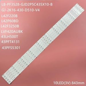 LED-achtergrondverlichtingsstrip for Philips 43 TV GJ-2K16-430-D510-V4 LB43003 V0_02 LB43101 43PFS4131 43PFS5531 43PUT4900 TPT430US TPT430H3(10 pieces 2TV)