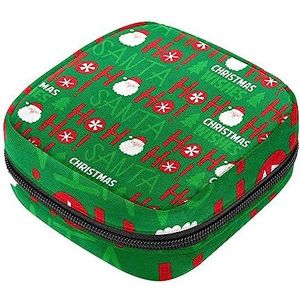 Maandverband Opbergtas, Vrouwelijke Product Pouches Draagbare Periode Kit Tas voor Meisjes Vrouwen Dames Kerstman Kerstmis, Meerkleurig, 4.7x6.6x6.6 in/12x17x17 cm
