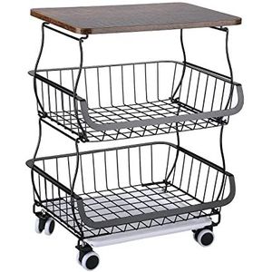 LIBOOI Opslag Trolley Cart, 3 Tier/4 Tier Opbergwagen, Multifunctionele Trolley Organizer Cart, Rolling Cart Metalen Utility Cart, Organizer Trolley op wielen voor keuken