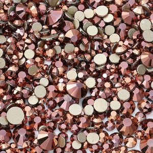 SS4-SS20 Mixformaat heldere kristallen strass steentjes, niet-hotfix gouden flatback glitterstenen, nail art, knutselen, doe-het-zelf decoratie, roségoud, mixformaat, 1440 s