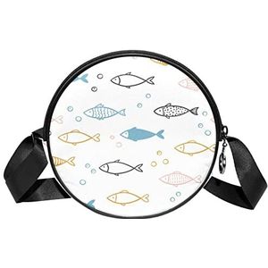 Ronde Crossbody Tas Messenger Bag Purse voor Vrouwen Kleurrijke Tiddler Fish, Meerkleurig, 6.7x6.7x2.3 in, Sling Rugzakken