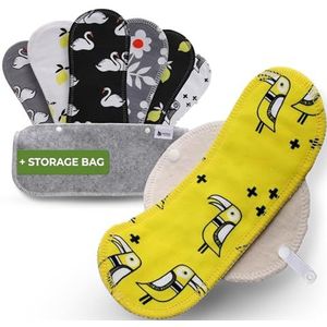 Herbruikbare dunne inlegkruisjes, verpakking van 7 stuks (M), wasbare inlegkruisjes van organisch katoen, voor dames, middelgrote doek, gemaakt in de EU, dagelijks herbruikbare inlegkruisjes voor vaginale afscheiding en lichte afscheiding, niet voor menstruatie