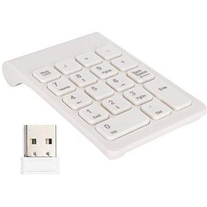 Draadloos numeriek toetsenbord, 2.4G draadloos numeriek toetsenblok Ergonomische draagbare mini USB financiële boekhouding Numeriek toetsenbord met voor nano-ontvanger voor laptop, computer(Wit)