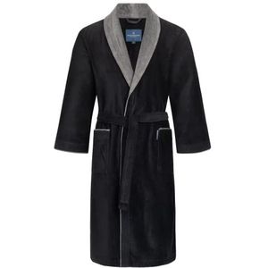 Morgenstern Badjas Heren I Badstof Velours I 100% Katoen I Lang I Zwart I M met sjaalkraag