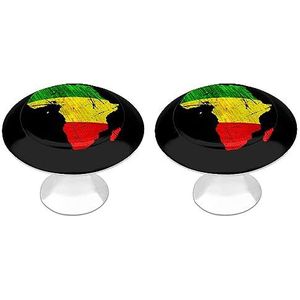 Afrika Kaart Reggae Rasta Kast Knoppen Leuke Ronde Lade Handgrepen Rvs Deurknoppen