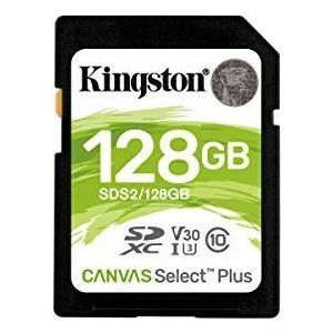 Kingston 128GB SDHC Canvas Select Plus 100MB/s Lezen Klasse 10 UHS-I U1 V10 Geheugenkaart met Frustratievrije Verpakking (SDS2/128GBET)